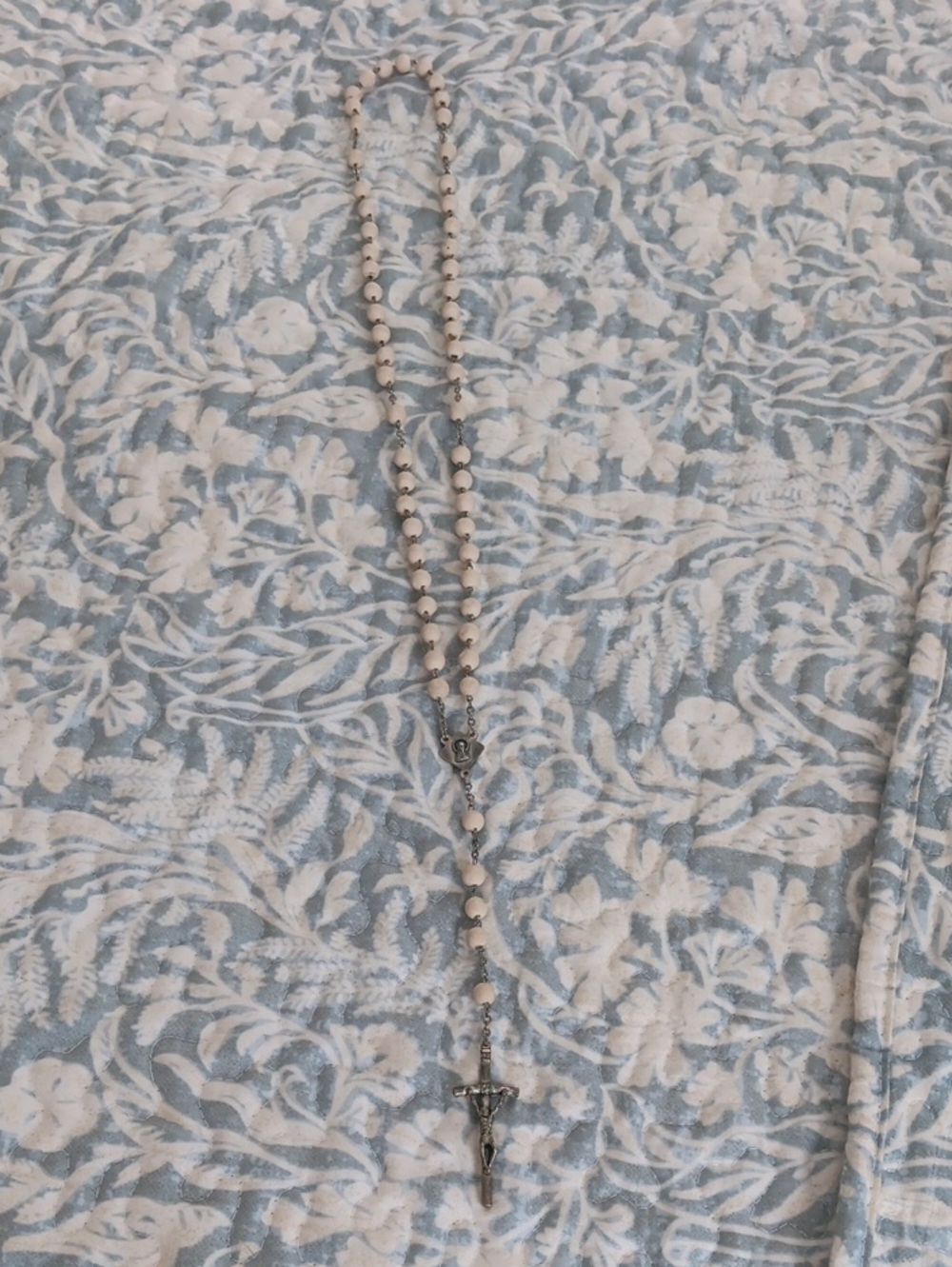 Classic White Rosary Necklace - Unbranded